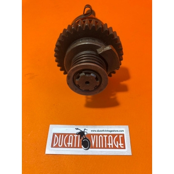 Crankshaft, original new old stock, complete with spring,for all Ducati single-cylinder wide cases, Ducati Scrambler, Ducati Desmo, Ducati RT, etc.