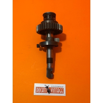 Crankshaft, original new old stock, complete with spring,for all Ducati single-cylinder wide cases, Ducati Scrambler, Ducati Desmo, Ducati RT, etc.