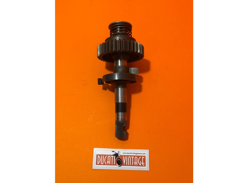 Crankshaft, original new old stock, complete with spring,for all Ducati single-cylinder wide cases, Ducati Scrambler, Ducati Desmo, Ducati RT, etc.