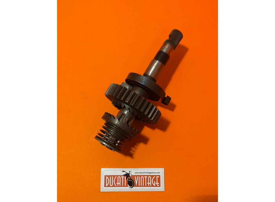 Crankshaft, original new old stock, complete with spring,for all Ducati single-cylinder wide cases, Ducati Scrambler, Ducati Desmo, Ducati RT, etc.