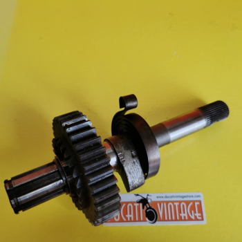 Crankshaft, original used in good condition, complete with spring,for all Ducati single-cylinder wide cases, Ducati Scrambler, Ducati Desmo, Ducati RT, etc.