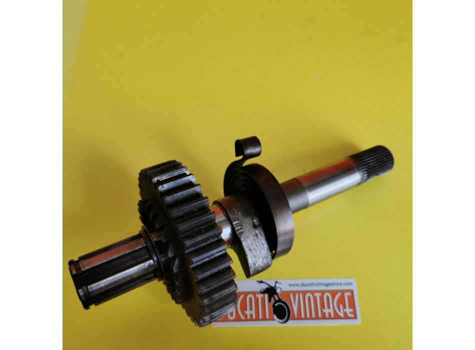 Crankshaft, original used in good condition, complete with spring,for all Ducati single-cylinder wide cases, Ducati Scrambler, Ducati Desmo, Ducati RT, etc.