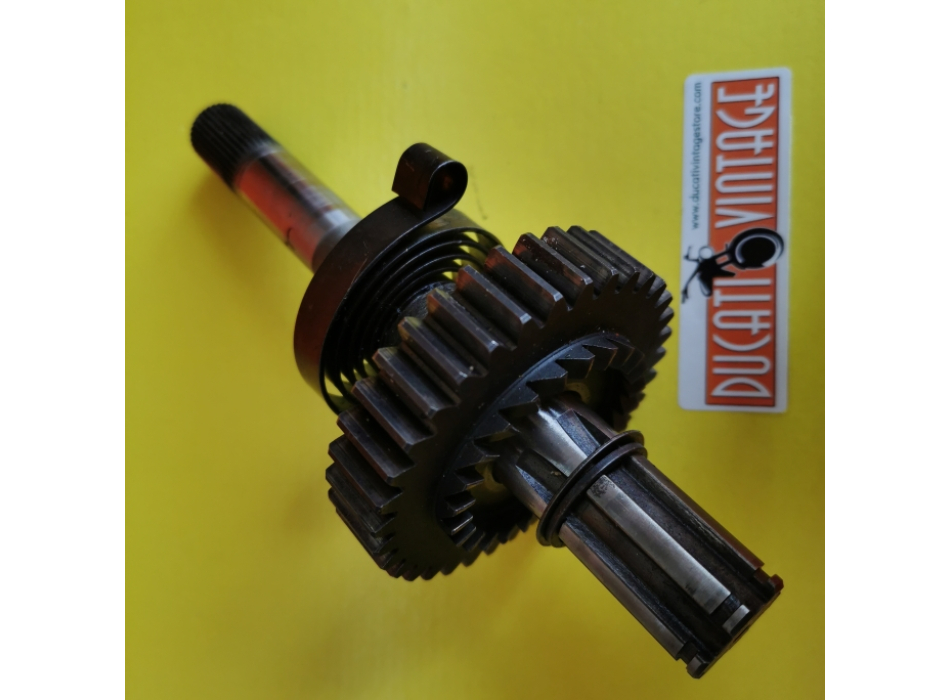 Crankshaft, original used in good condition, complete with spring,for all Ducati single-cylinder wide cases, Ducati Scrambler, Ducati Desmo, Ducati RT, etc.
