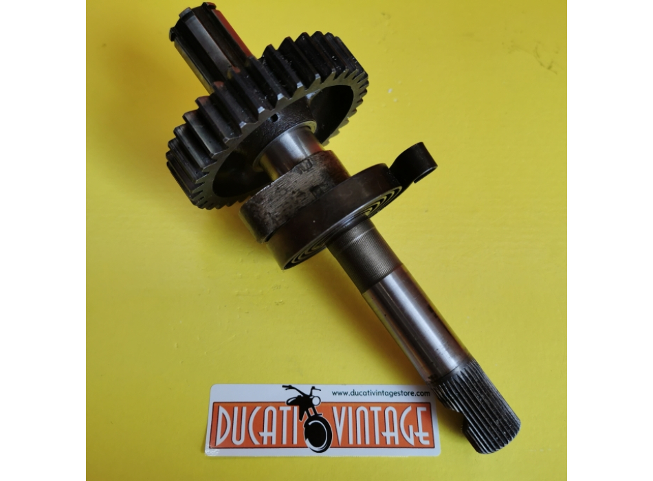 Crankshaft, original used in good condition, complete with spring,for all Ducati single-cylinder wide cases, Ducati Scrambler, Ducati Desmo, Ducati RT, etc.