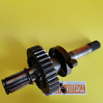Crankshaft, original used in good condition, complete with spring,for all Ducati single-cylinder wide cases, Ducati Scrambler, Ducati Desmo, Ducati RT, etc.
