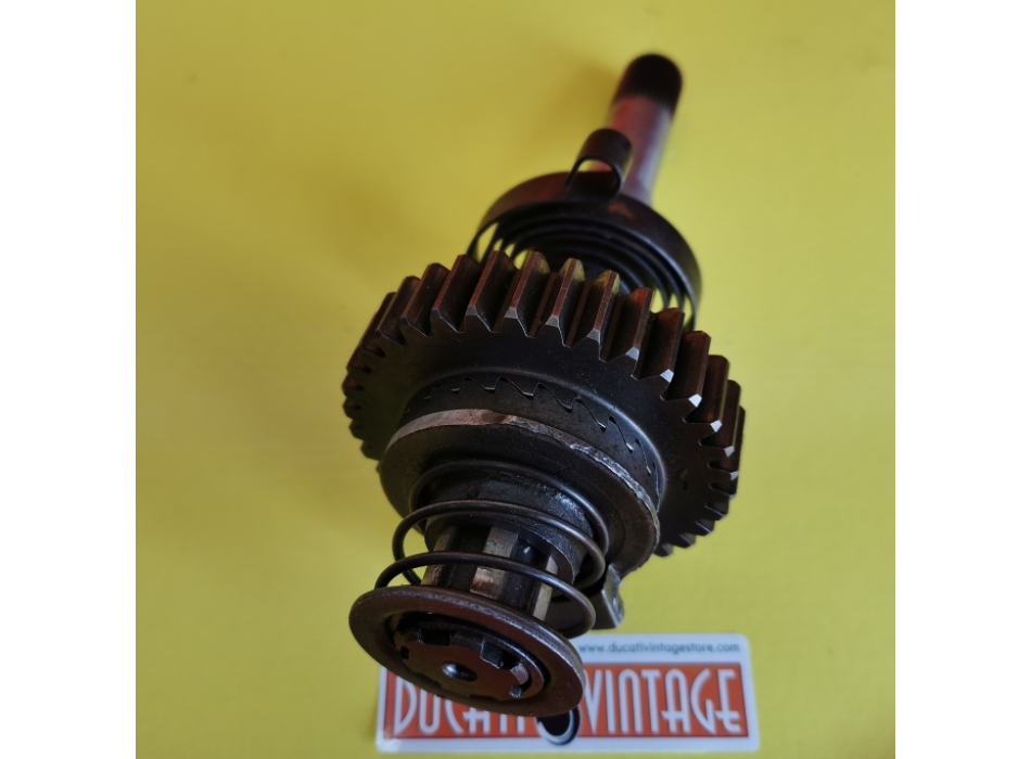 Crankshaft, original used in very good condition, complete with spring,for all Ducati single-cylinder wide cases, Ducati Scrambler, Ducati Desmo, Ducati RT, etc.