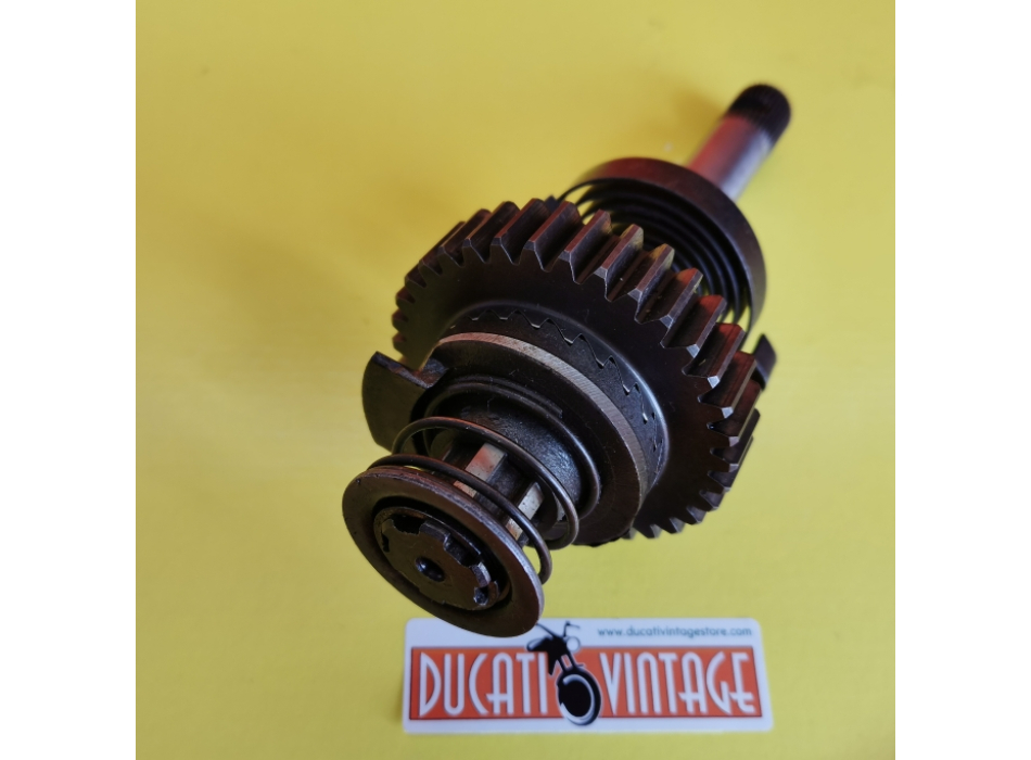 Crankshaft, original used in very good condition, complete with spring,for all Ducati single-cylinder wide cases, Ducati Scrambler, Ducati Desmo, Ducati RT, etc.