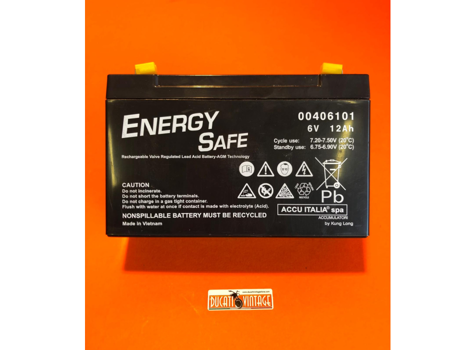 Hermetic battery lead-gel 6V 7Ah for all Ducati single models 6V 