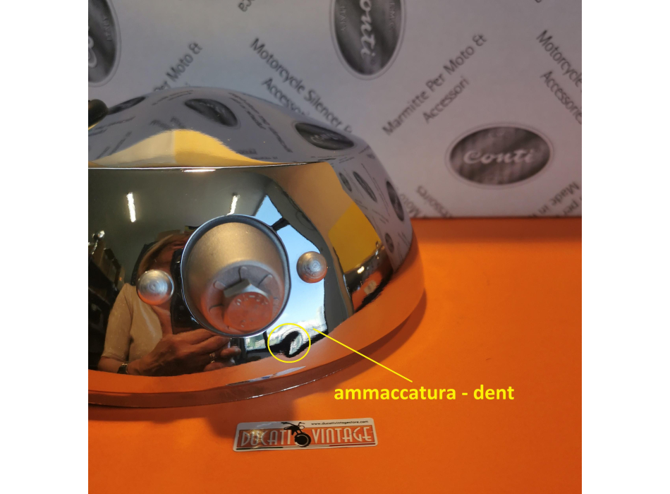 Aprilia headlight shell WITH A VERY SLIGHT DEFECT, for Ducati 750S model with light switch and 3 warning lights