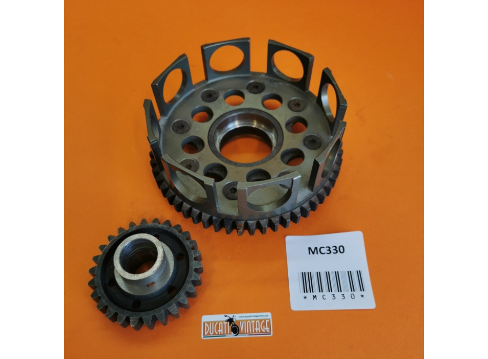 Clutch housing + and primary gear ratio 26/55 with straight teeth RACING SPECIAL Scuderia Lauro Micozzi, for all Ducati wide casing single cylinders Ducati Scrambler, Desmo, etc. 