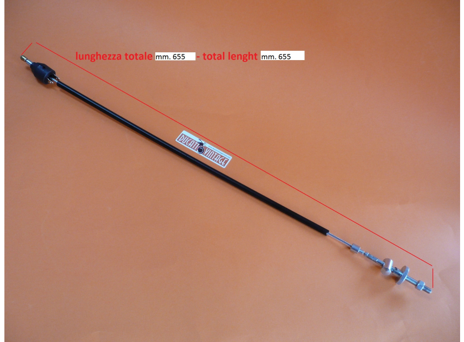 Back brake control tie-rod, L. 615 total, with stop switch for Ducati Twin with drum brake