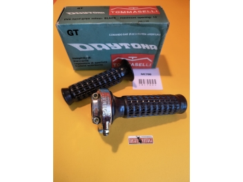 Tomaselli Super Pratic throttle control ø 22mm original, new, complete with rubber grips, for single cylinder Ducati wide crankcases
