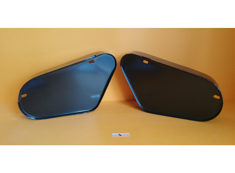 Pair of filter and tollbnox cases, replica, for Ducati Desmo Silver Shotgun