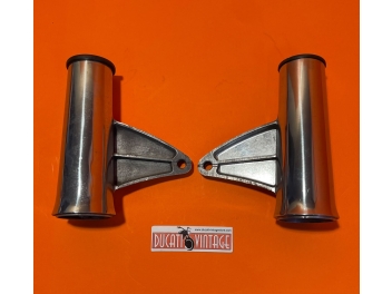 Pair of ORIGINAL Chrome Headlight Brackets for Ducati TS Narrow Case Singles – 1960s
