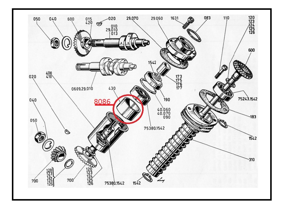 Spacer Ø 31 x 35 x h 19.6 between thrust bearings for the lower bevel gear and inside the bush for lower bevel gear bearings for Ducati single 250 350cc