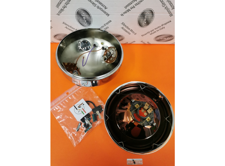 Full Aprilia headlight flat model chromium-plated for Ducati Desmo Yellow