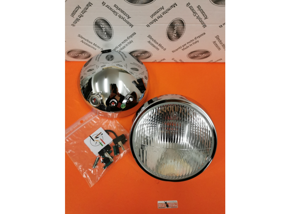 Full Aprilia headlight flat model chromium-plated for Ducati Desmo Yellow