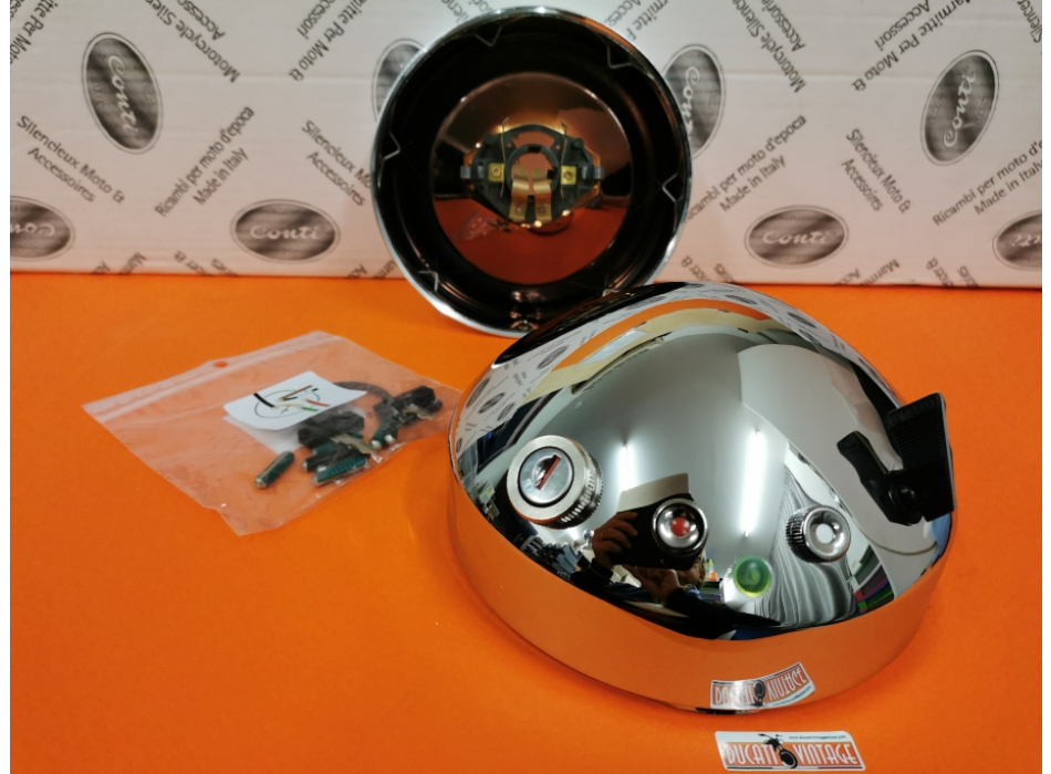 Full Aprilia headlight flat model chromium-plated for Ducati Desmo Yellow