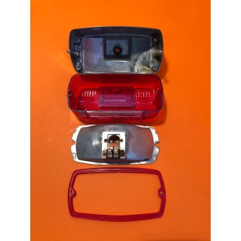 Taillight rectangular in aluminium,  partially original, Ducati narrow, wide case