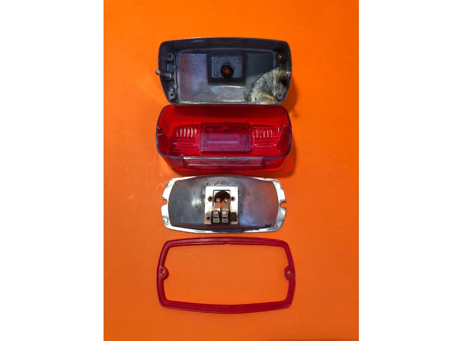 Taillight rectangular in aluminium,  partially original, Ducati narrow, wide case
