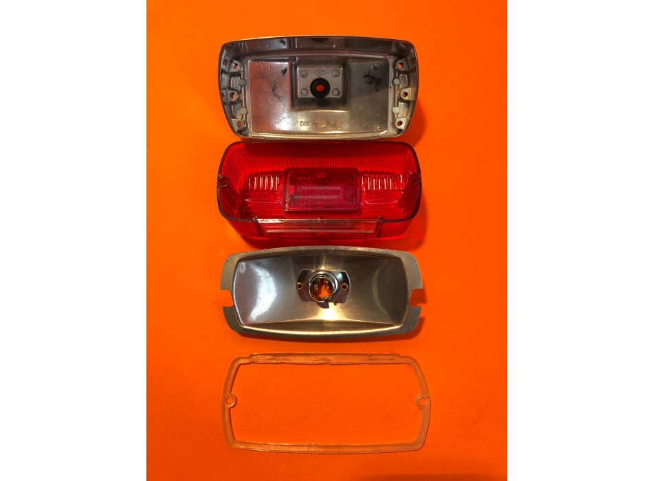 Taillight rectangular in aluminium,  partially original, Ducati narrow, wide case