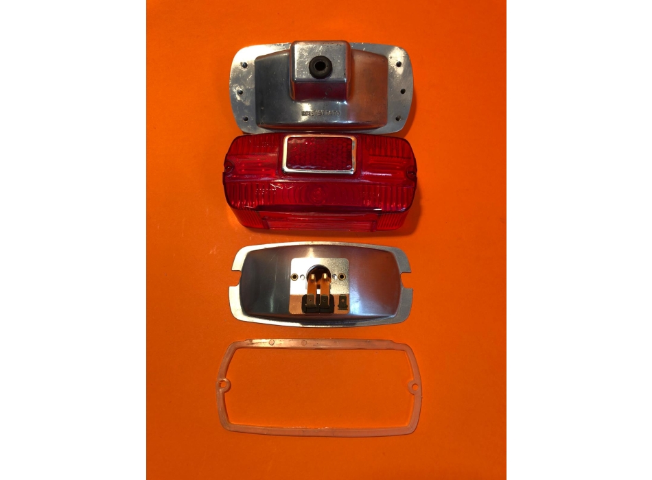 Taillight rectangular in aluminium,  partially original, Ducati narrow, wide case