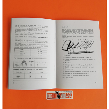 Instructions for use and maintenance 450cc over head camshaft motorcycle 197 Ducati