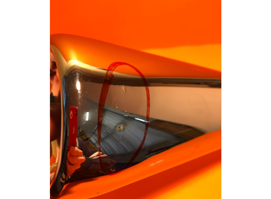 long cone type Conti silencer, with a very slight defect,for Ducati single wide case, Scrambler, Shotgun, Yellow, Mark3, RT