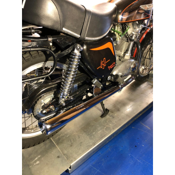 long cone type Conti silencer for Ducati single wide case, Scrambler, Shotgun, Yellow, Mark3, RT