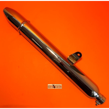 Silentium long chrome silencer with cigar-shaped terminal homologation IGM 7737 S, with strip, suitable for Ducati wide case models 350cc