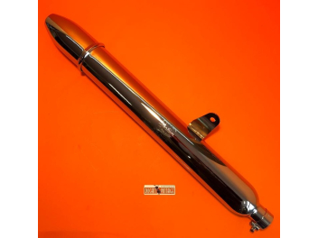 Silentium long chrome silencer with cigar-shaped terminal homologation IGM 7737 S, with strip, suitable for Ducati wide case models 350cc