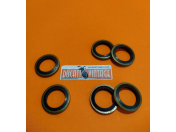 n. 6 header oil connection gaskets with anti-oil rubber seal,  for Ducati single cylinder models