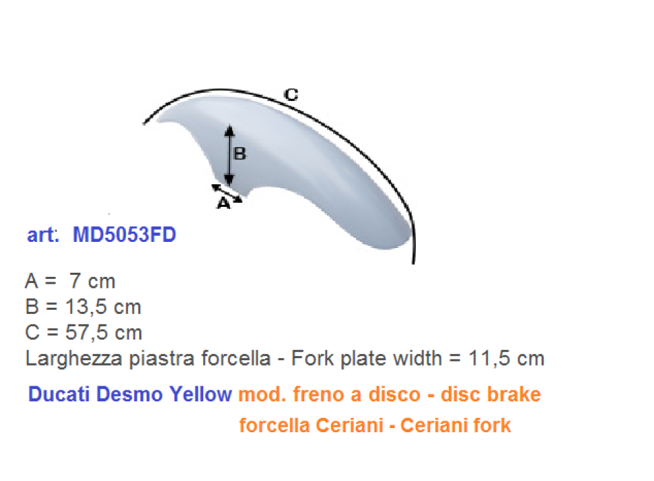 Ducati Desmo Yellow model with disc brake fiberglass replica front mudguard 