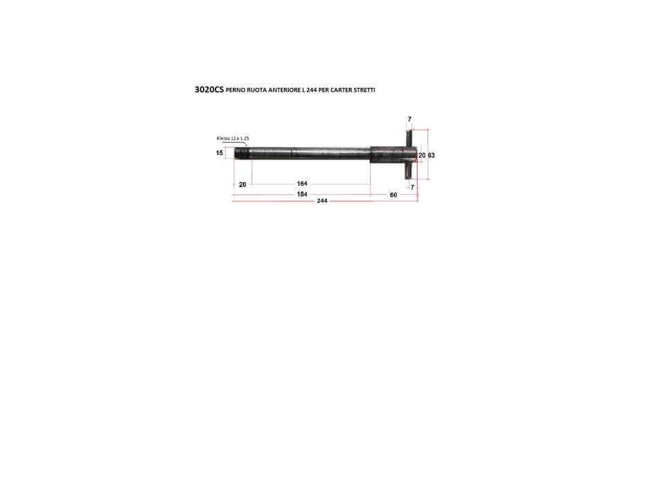 Spindle front hub L 244 full of nut for Ducati narrow case engines