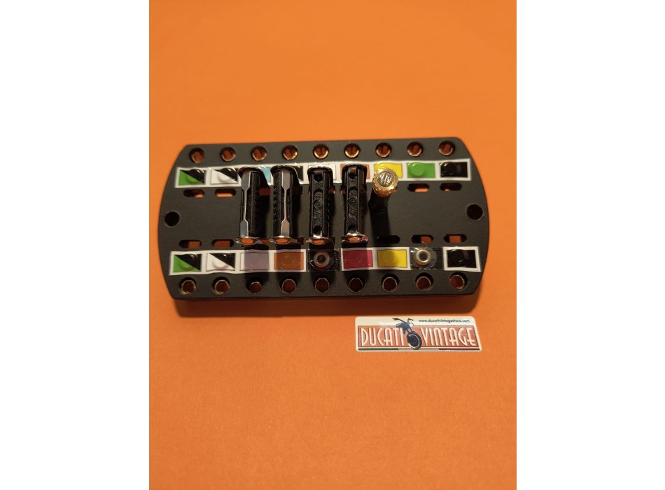 Bakelite fuse holder (4 fuses) replica identical to original for Ducati 750GT Ducati 750S 1972-1973 and Ducati 750/900SS 1974-1975 motorcycles Ducati Part No. 0795.38.246