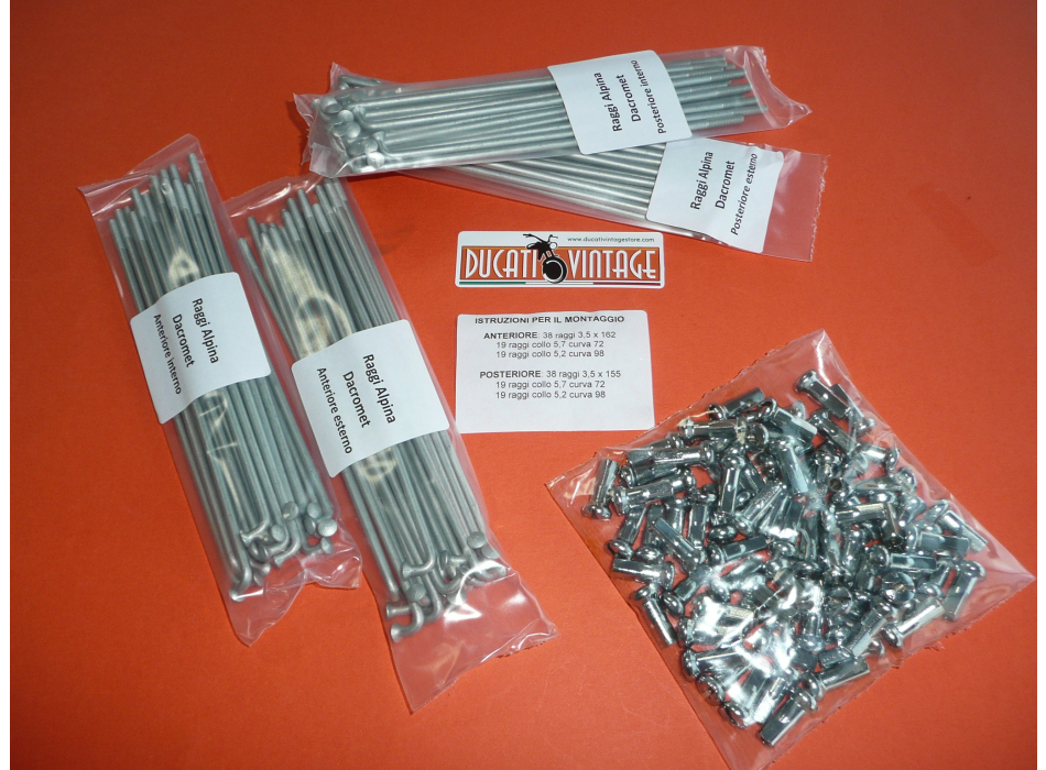 Alpina spokes steel + nipples kit genuine Dacromet finish for Ducati Scrambler
