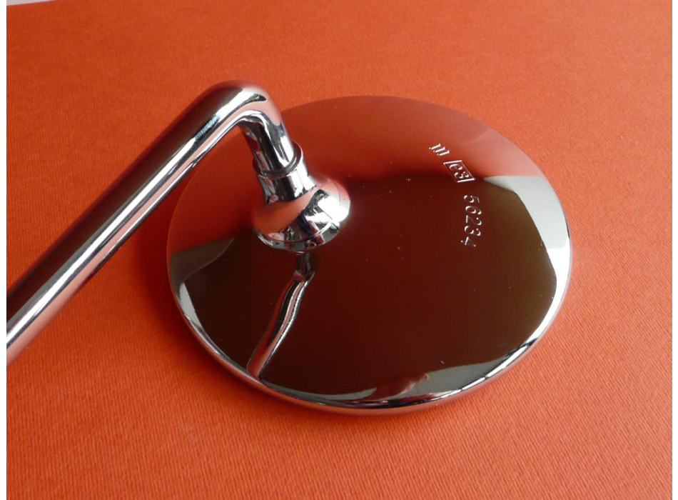 Round chromium-plated LEFT driving mirror, approved, for bar Ø 20 - 22 - 25mm