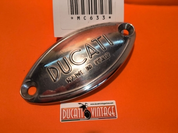 Original Ducati Made in Italy plate, positioned on the left engine crankcase - clutch side - used in excellent condition for single-cylinder Ducati wide crankcases